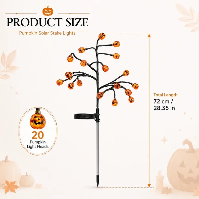 🔥Last Day 50% OFF🎃 Pumpkin Solar Stake Lights – Halloween Outdoor Yard Decor
