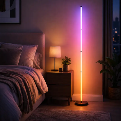 Smart RGBIC Floor Lamp – 4-Section Color LED with Music Sync & Remote Control