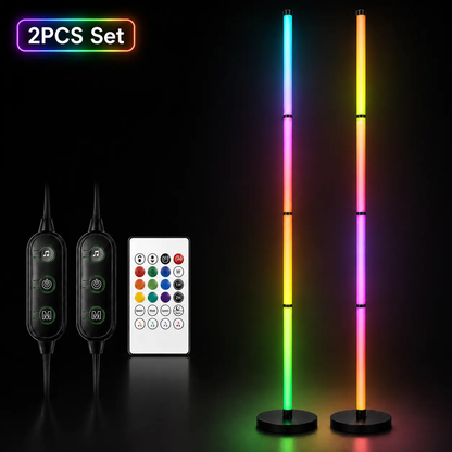 Smart RGBIC Floor Lamp – 4-Section Color LED with Music Sync & Remote Control
