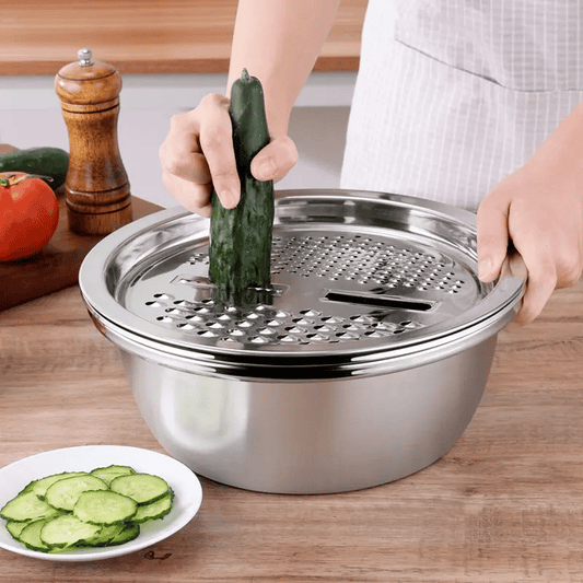 3-Piece Thickened Stainless Steel Mixing Bowl Set with Draining Basket